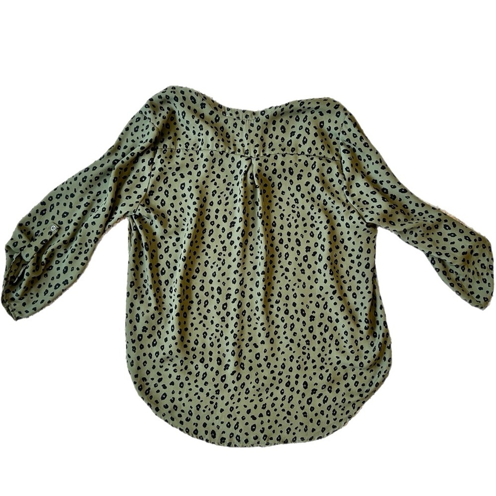 Lush Olive and Black Animal Print Blouse - Picture 6 of 7